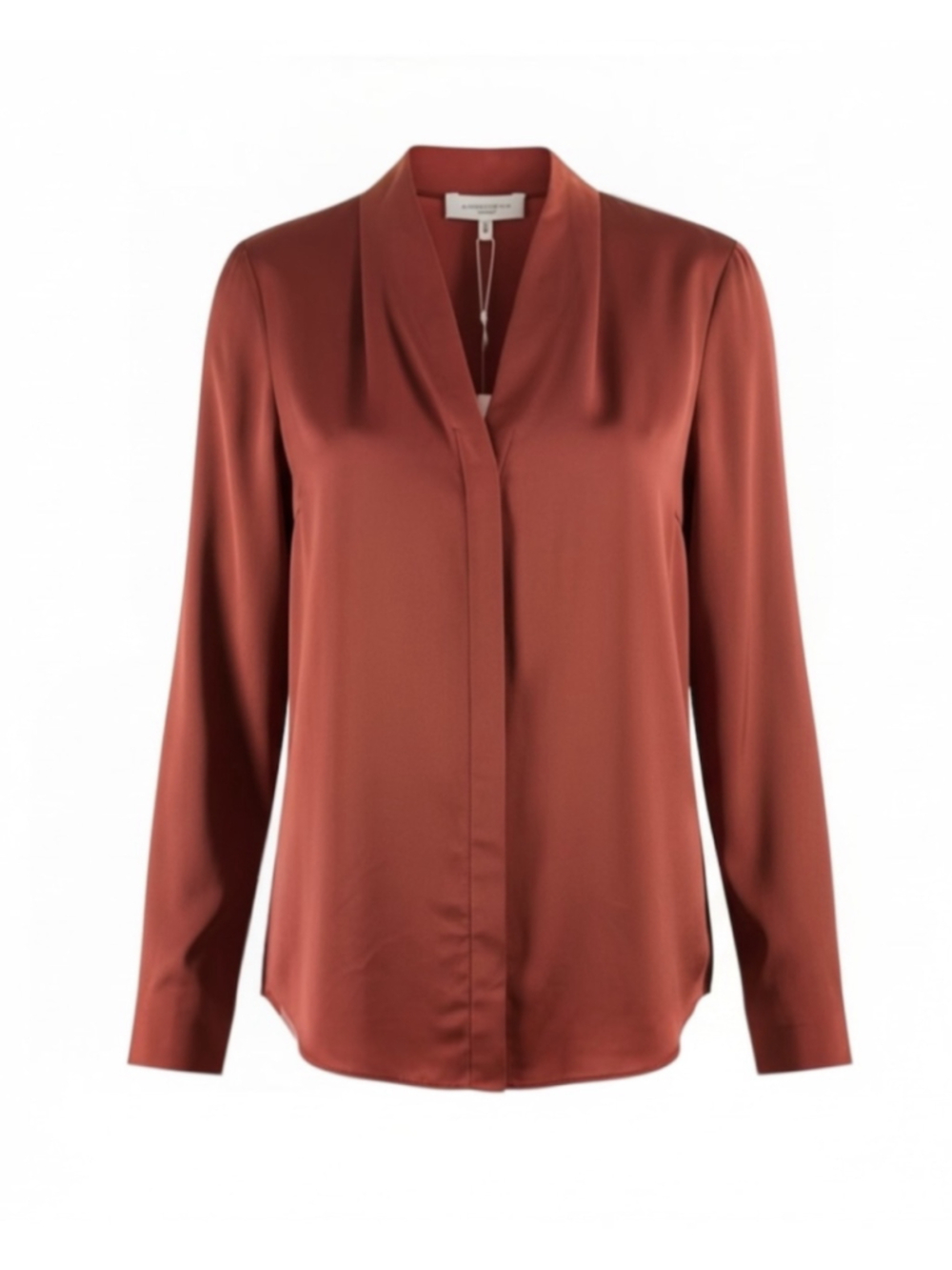 Lafayette 148 New York Long Sleeve Buttoned Silk Blouse in Rust Size XXS